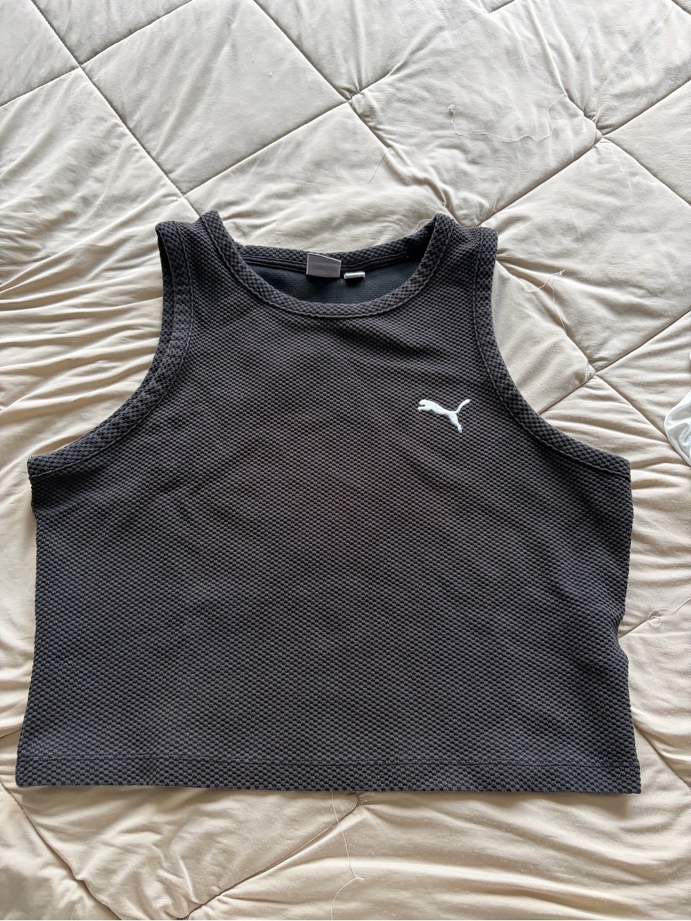 Puma Ladies Black Cropped Tank Top
